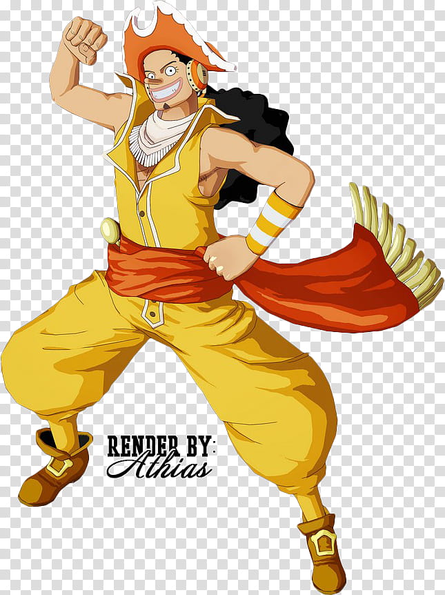 RENDER One piece, man wearing orange hat anime character illustration transparent background PNG clipart