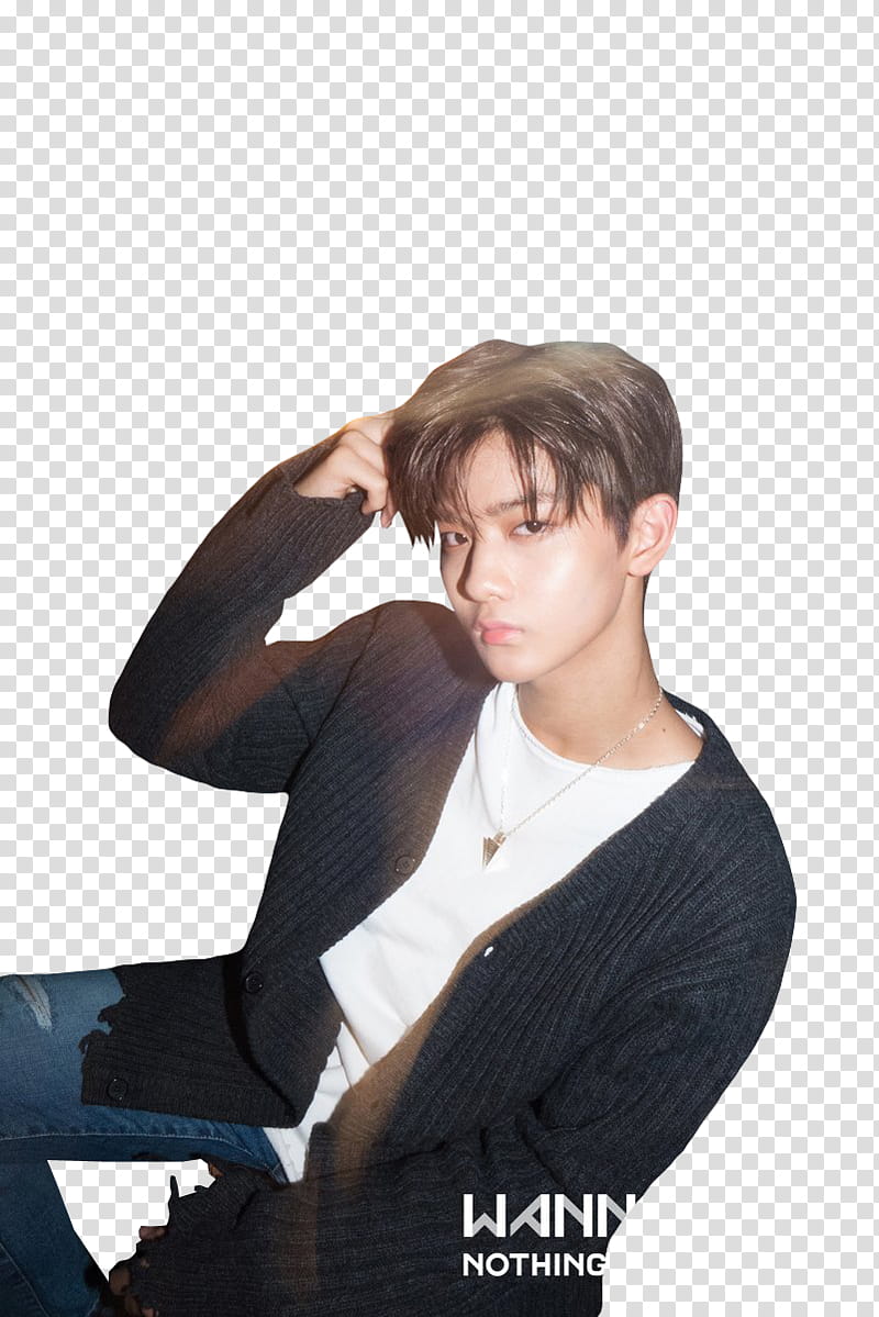 WANNA ONE NOTHING WITHOUT YOU, men's black cardigan transparent background PNG clipart