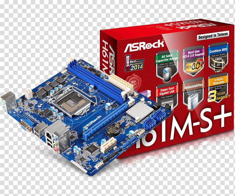 Motherboard Computer Component, Intel, Asrock, Central Processing Unit, Computer Hardware, LGA 1155, Technology, Electronic Component transparent background PNG clipart