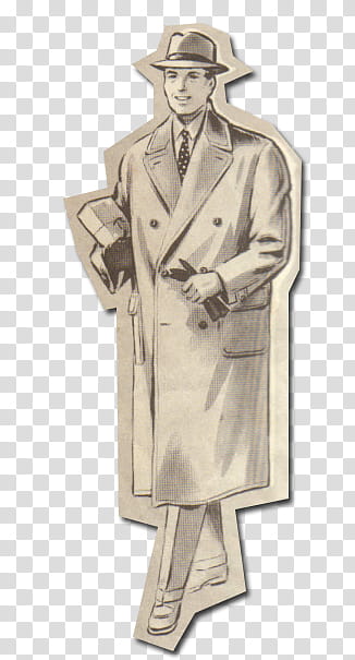 retro style from  s, man in notched lapel coat transparent background PNG clipart