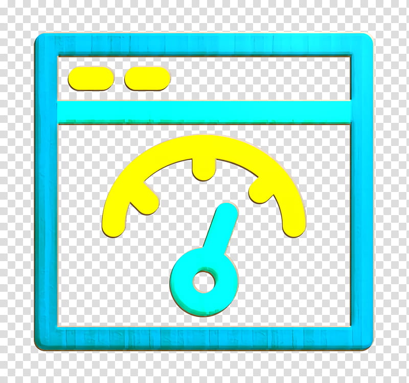 big data icon efficiency icon speedometer icon, Time Icon, Web Icon, Turquoise, Yellow transparent background PNG clipart