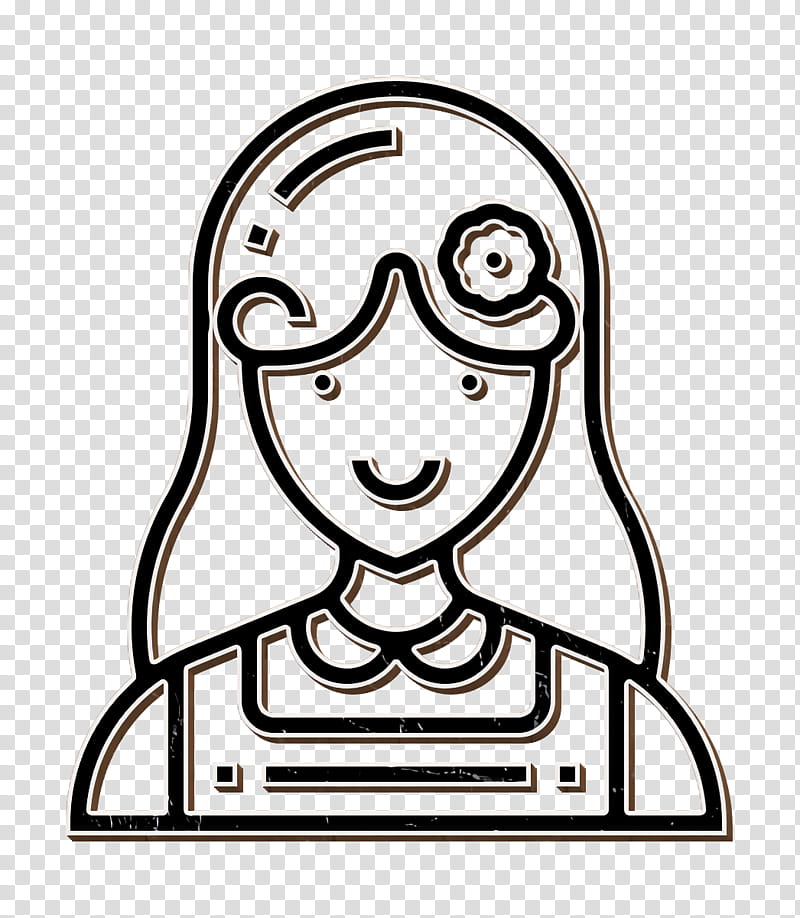 Careers Women icon Seller icon Florist icon, Line Art, Head, Coloring Book, Blackandwhite, Smile transparent background PNG clipart