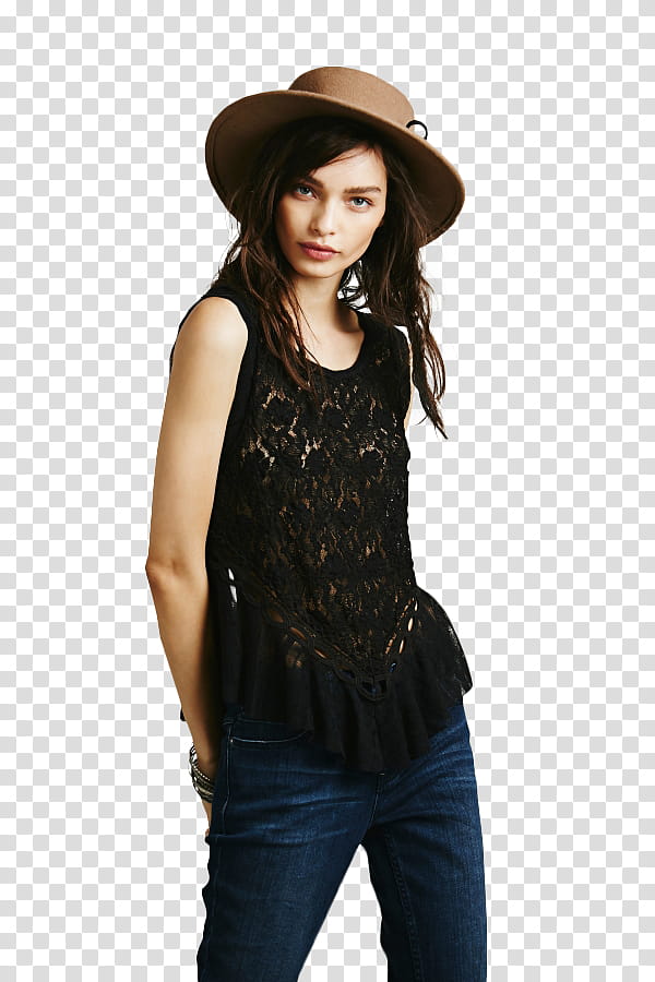 Luma Grothe, woman wearing brown sunhat transparent background PNG clipart