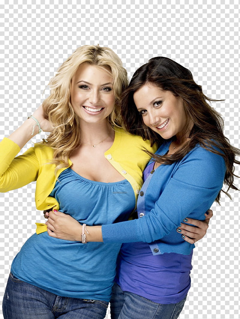 Aly y Ashley Tisdale , two women hugs each other transparent background PNG clipart