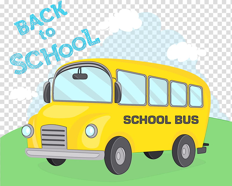 Cartoon School Bus, Watercolor, Paint, Wet Ink, Compact Car, Automotive Design, Commercial Vehicle, Transport transparent background PNG clipart