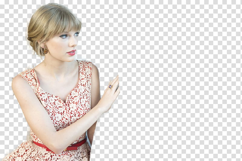 Taylor Swift, woman in white and red floral sleeveless dress illustration transparent background PNG clipart