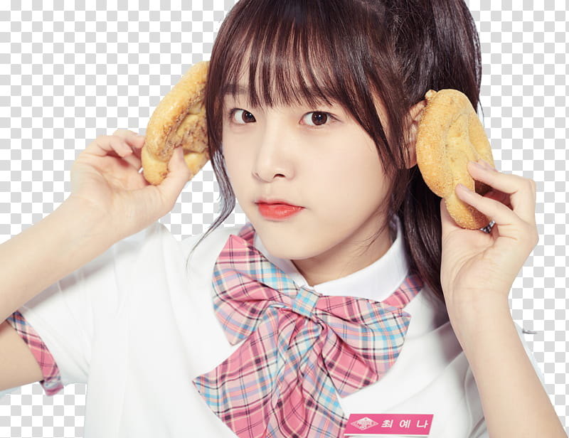 Choi Yena Produce IZ ONE, woman holding two breads transparent background PNG clipart