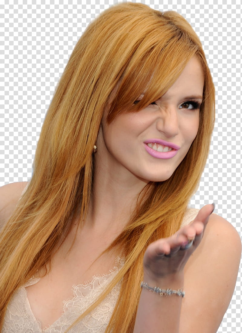 Bella Thorne, woman in beige top transparent background PNG clipart