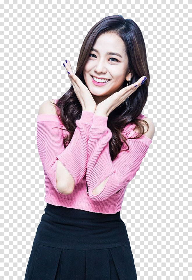 JiSoo BLACKPINK, woman with her hands below her chin transparent background PNG clipart