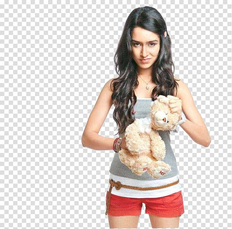 Shraddha Kapoor, woman holding teddy bear transparent background PNG clipart
