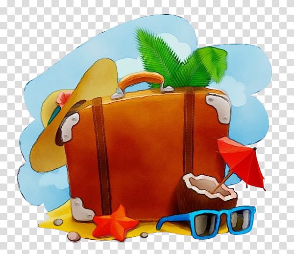 Summer Trip, Travel, Vacation, Summer Vacation, Suitcase, Road Trip, Tourism, Cartoon transparent background PNG clipart