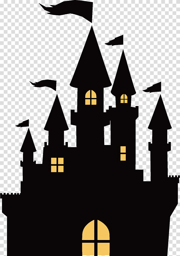 haunted house halloween haunted halloween, Halloween , Landmark, Castle, Silhouette, Architecture, Blackandwhite, Steeple transparent background PNG clipart