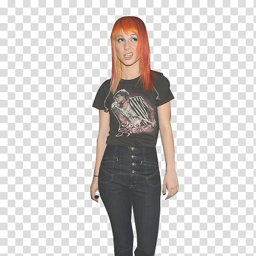 Paramore , woman wearing black crew-neck top in standing position transparent background PNG clipart