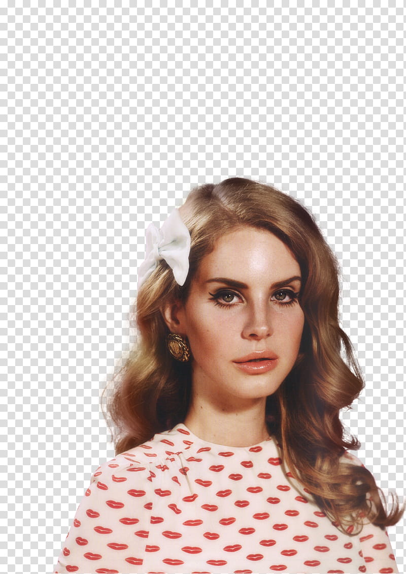 Lana Del Rey, woman in white and red lip print shirt transparent background PNG clipart