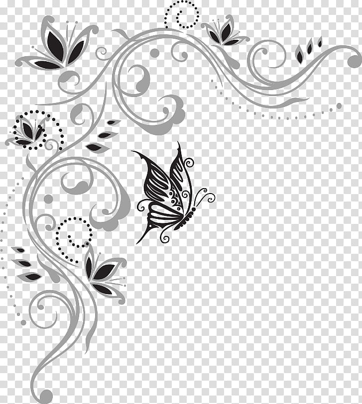 Butterfly Tattoo, Wall Decal, Drawing, Painting, Blume, Ornament, Blackandwhite, Plant transparent background PNG clipart
