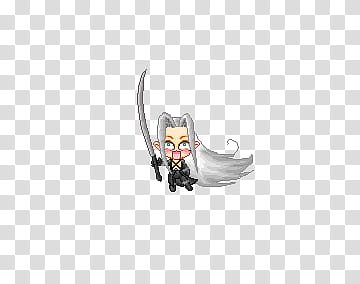Sephiroth, long-gray-haired girl holding sword illustration transparent background PNG clipart