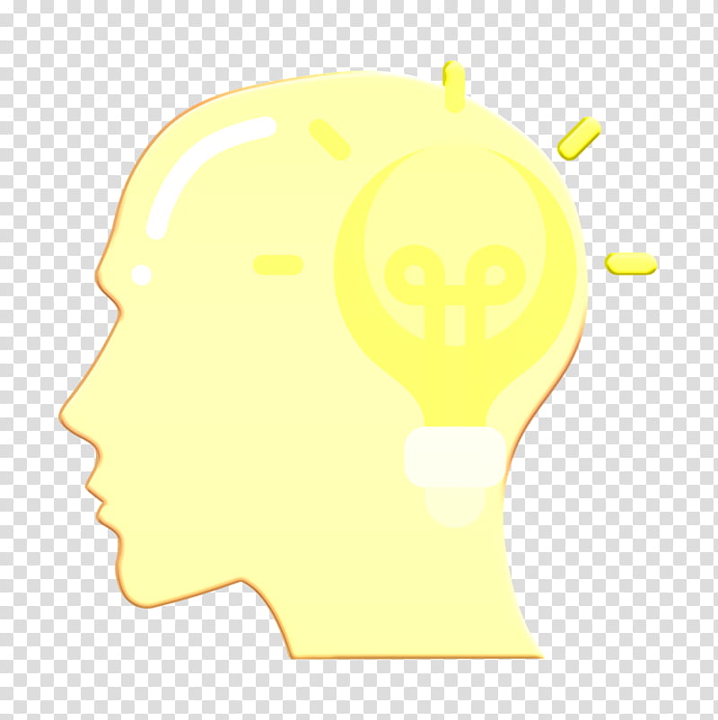 Human mind icon Brain icon Idea icon, Face, Head, Yellow, Animation transparent background PNG clipart