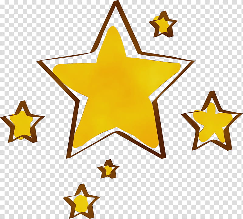 yellow star symbol, Watercolor, Paint, Wet Ink transparent background PNG clipart