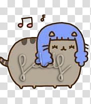 brown and blue pusheen art transparent background PNG clipart