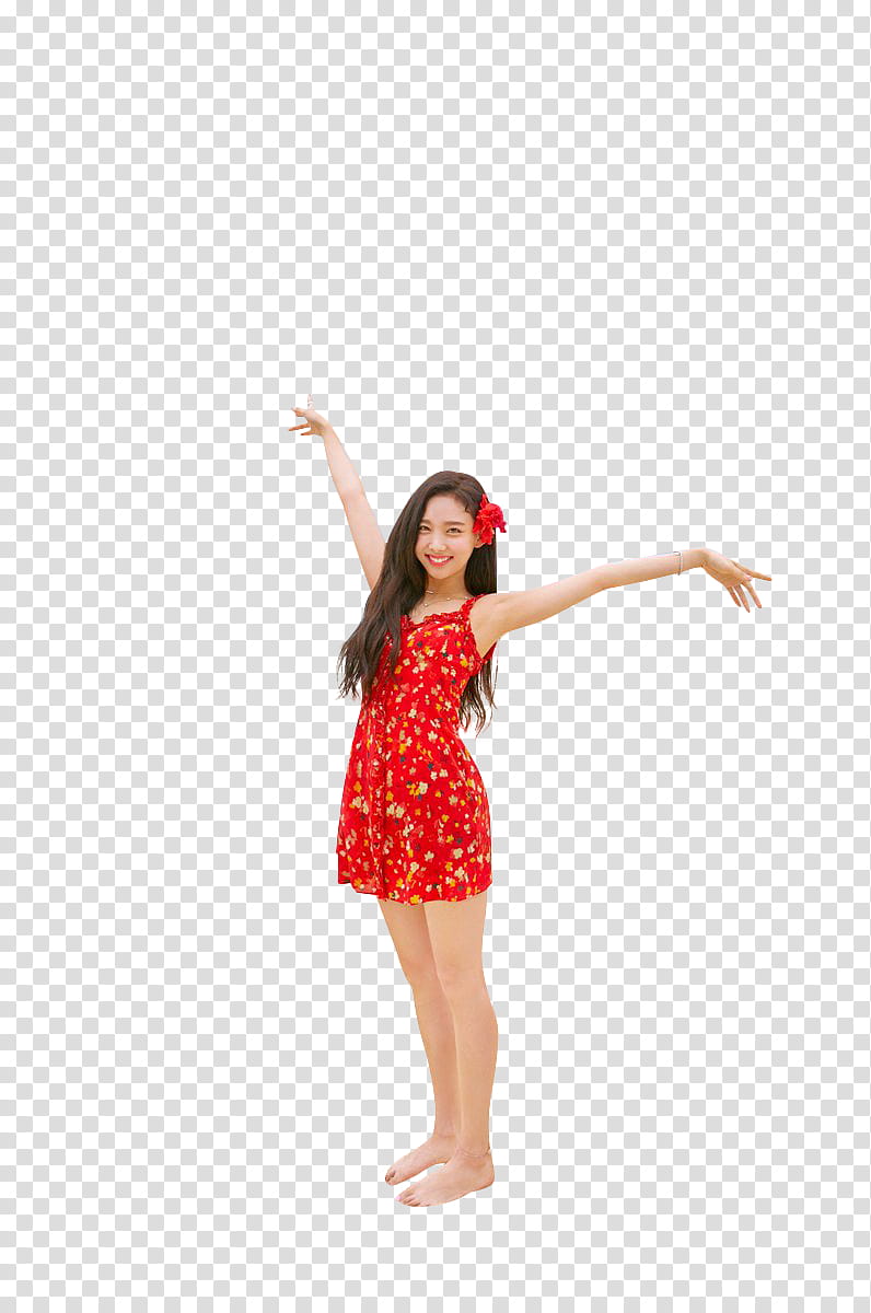 TWICE DANCE THE NIGHT AWAY , woman standing wearing red tank mini dress transparent background PNG clipart