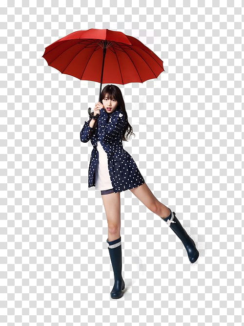 Suzy, woman under red umbrella transparent background PNG clipart