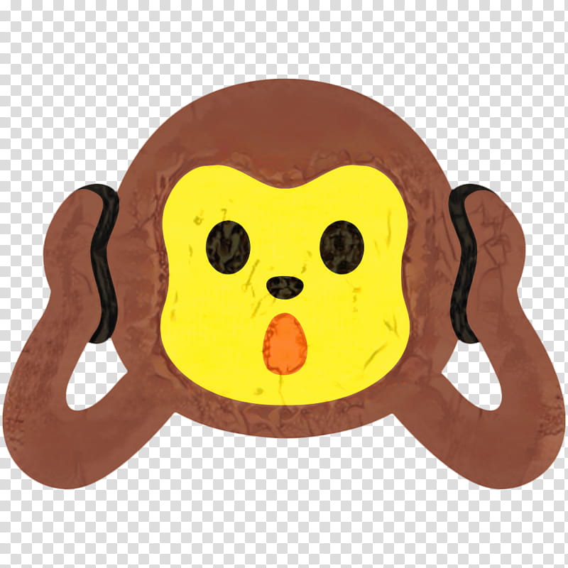Monkey Emoji, Evil Monkey, Three Wise Monkeys, Cartoon, Face, Yellow, Nose, Brown transparent background PNG clipart