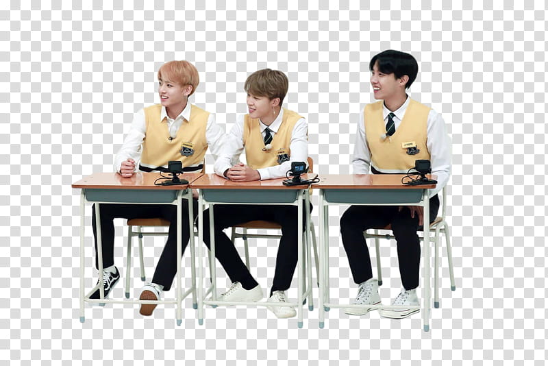 RUN BTS EP , three men sitting near table transparent background PNG clipart
