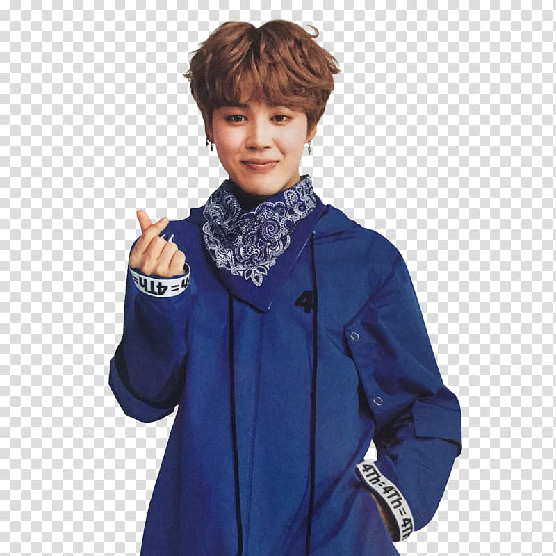 Jimin , man wearing blue scarf transparent background PNG clipart
