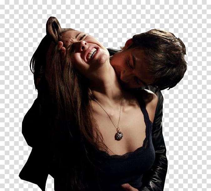 The Vampire Diaries, man biting woman's neck transparent background PNG clipart