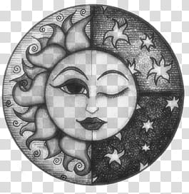 Sun and Moon artwork transparent background PNG clipart