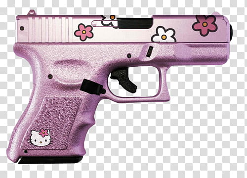 WEBPUNK , pink and white Hello Kitty semi automatic pistol transparent background PNG clipart