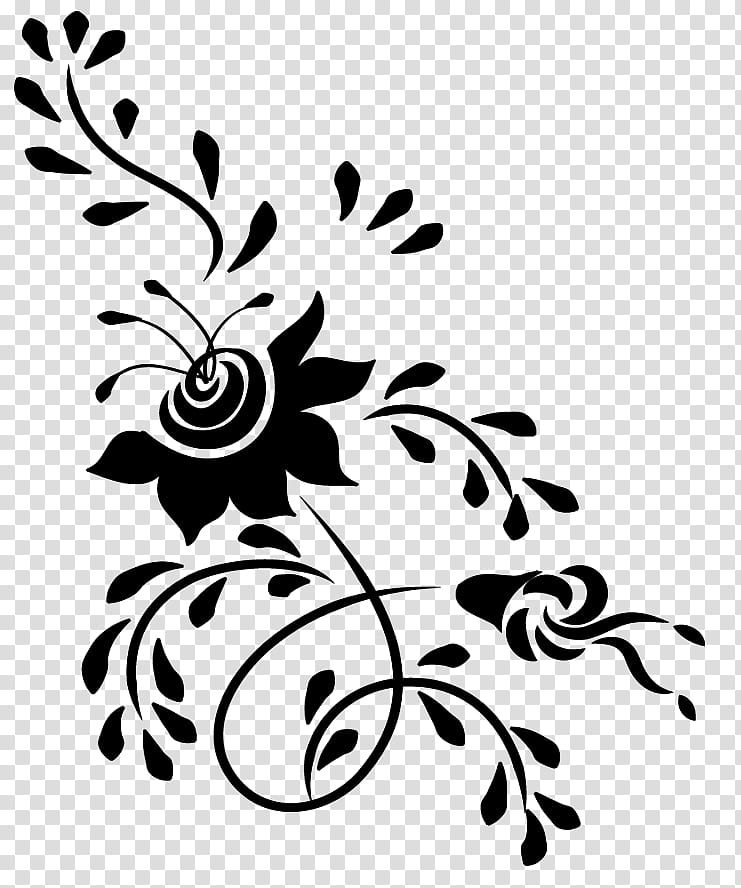 Flowers Design, black flower illustration transparent background PNG clipart