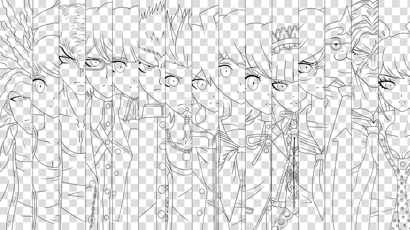 Danganronpa The animation caracters Line art, anime characters illustration transparent background PNG clipart
