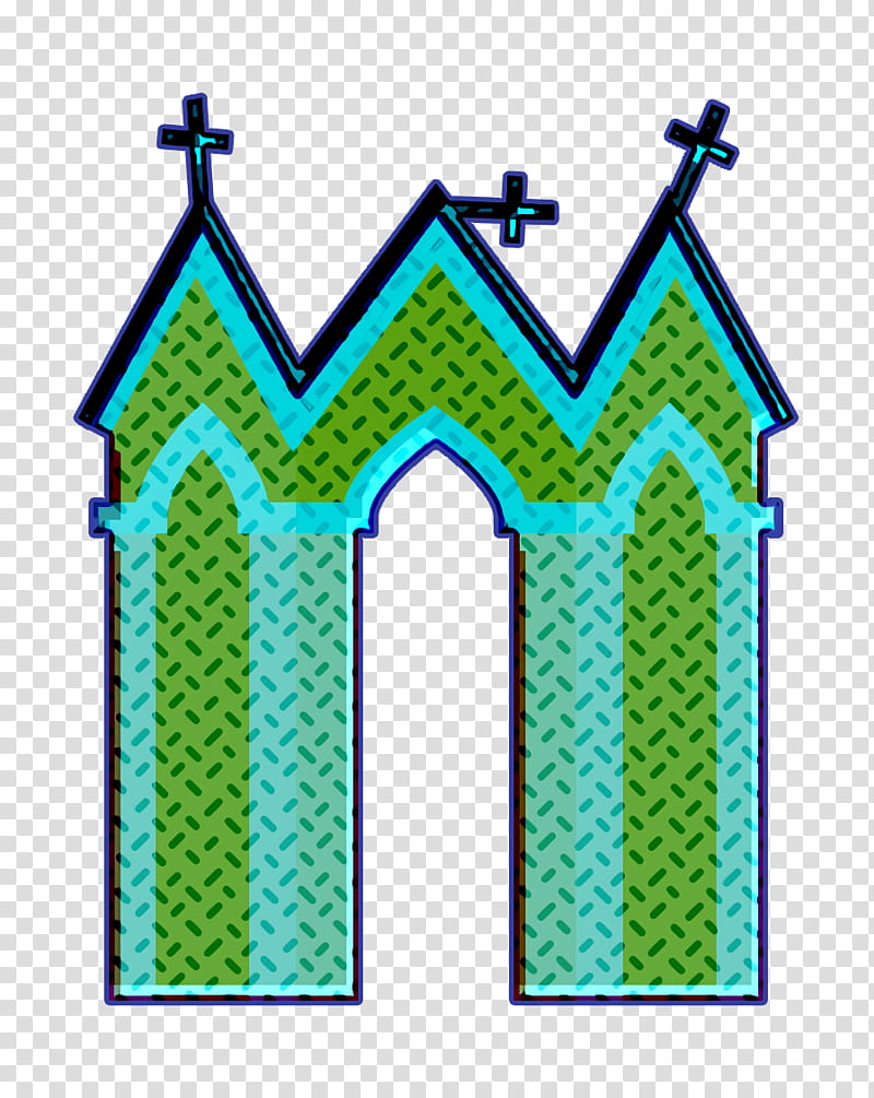 break icon church icon halloween icon, Holidays Icon, Religion Icon, Green, Turquoise, Line, Architecture, Facade transparent background PNG clipart