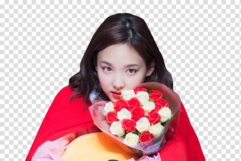 NAYEON TWICE, woman wearing red and pink dress transparent background PNG clipart