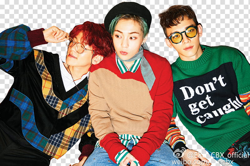 Exo Cbx Teaser, three men sitting transparent background PNG clipart