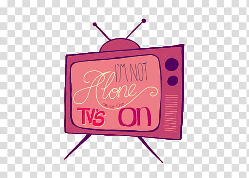 Super  , pink CRT TV with antenna displaying i'm not alone tv's on illustration transparent background PNG clipart