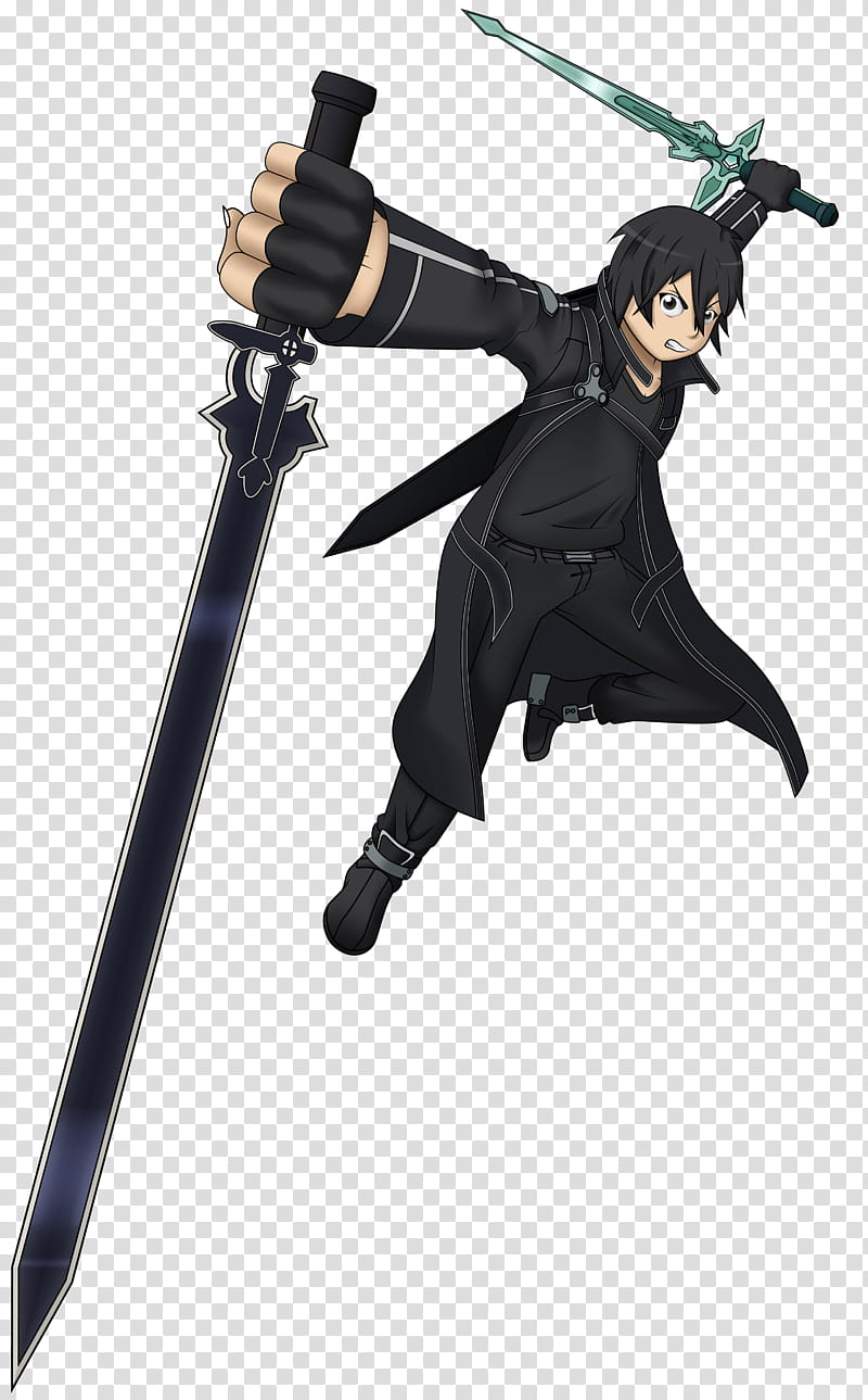 Sword Art Online Kirito, Sword Art Online Kirigaya Kazuto holding two swords illustration transparent background PNG clipart