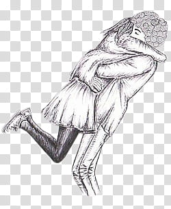 Files , man and woman hugging each other sketch transparent background PNG clipart