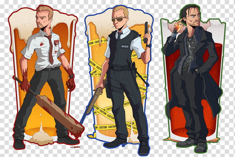 The Cornetto Trilogy, three men game characters transparent background PNG clipart