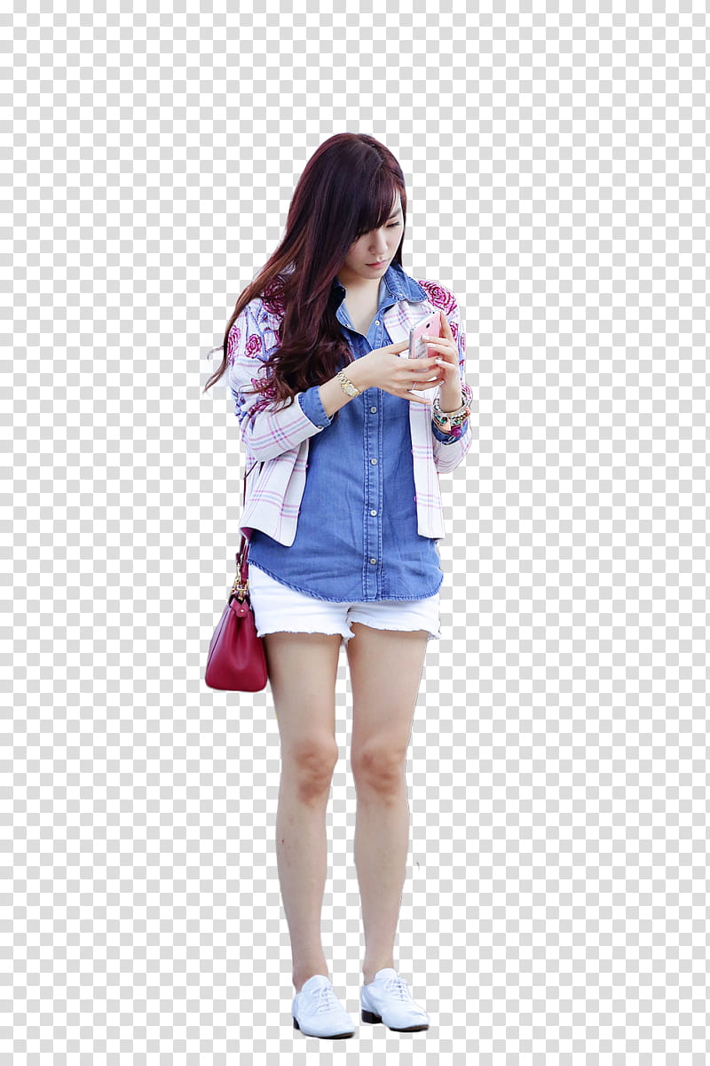 Tiffany Airport, woman holding pink Android smartphone transparent background PNG clipart