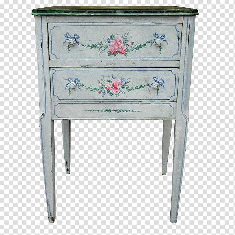 , gray, blue, and pink floral wooden nightstand illustration transparent background PNG clipart