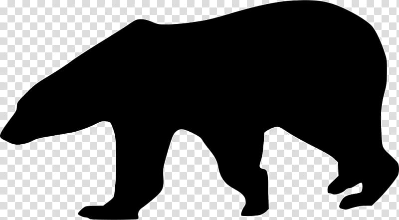 Polar Bear, American Black Bear, Brown Bear, Silhouette, Snout, Animal Figure, Wildlife, Blackandwhite transparent background PNG clipart