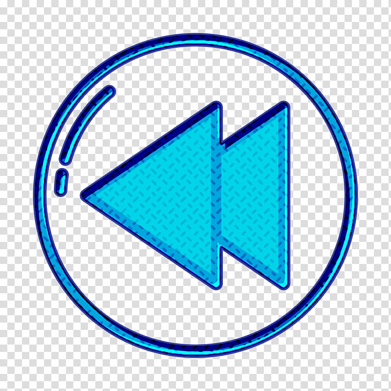 Double arrows icon Backward icon UI icon, Blue, Electric Blue, Azure, Aqua, Line, Symbol, Circle transparent background PNG clipart