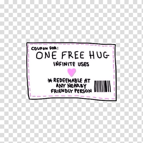 Full, one free hug infinite uses coupon transparent background PNG clipart