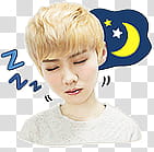 EXO Naver Luhan , boy wearing gray crew-neck shirt with moon and stars illustration transparent background PNG clipart