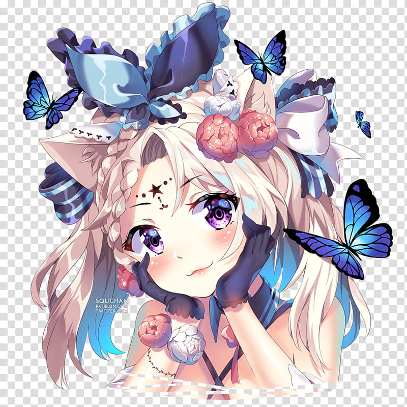 Premium AI Image  Anime girl with a butterfly on her wings