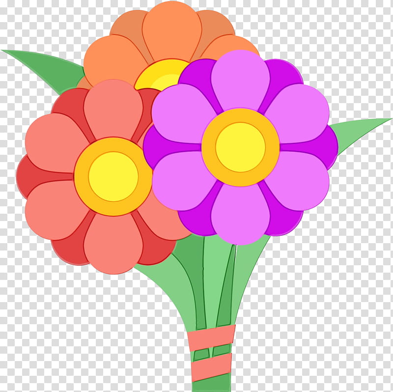 flower cut flowers violet bouquet yellow, Watercolor, Paint, Wet Ink, Plant, Petal, Zinnia transparent background PNG clipart