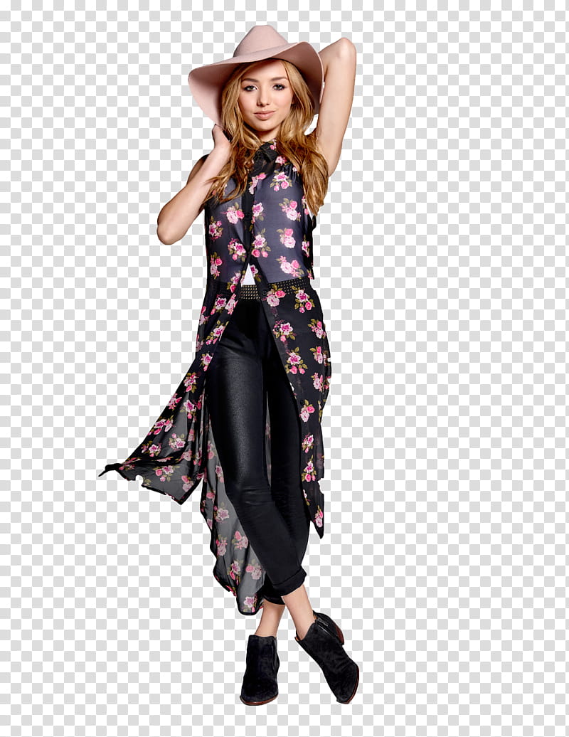 Peyton List , woman wearing brow fedora hat transparent background PNG clipart