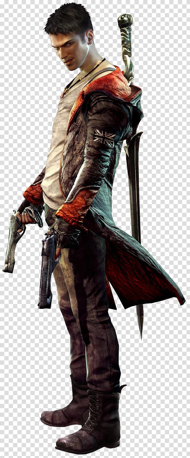 DmC Devil May Cry RENDER , male character with pistols and sword illustration transparent background PNG clipart